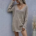 thumbnail image 4 of JINMGG V Neck Sweaters for Women Fall Winter Clearance,Women's Long Sleeve Solid Color Knitted Loose V Neck Sweater, 4 of 6