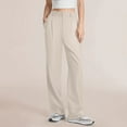 thumbnail image 2 of Sngxgn Women's Casual Elastic Waist Comfy Wide Leg Pants with Pockets(Beige,L), 2 of 4