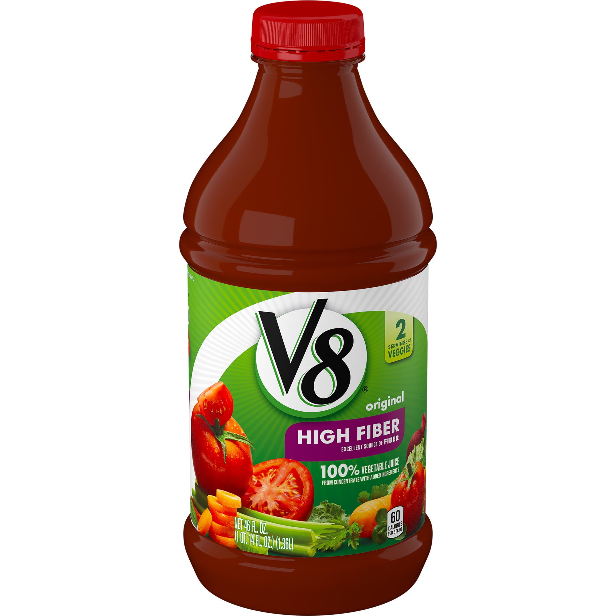 V8 High Fiber 100 Vegetable Juice, 46 oz. Bottle