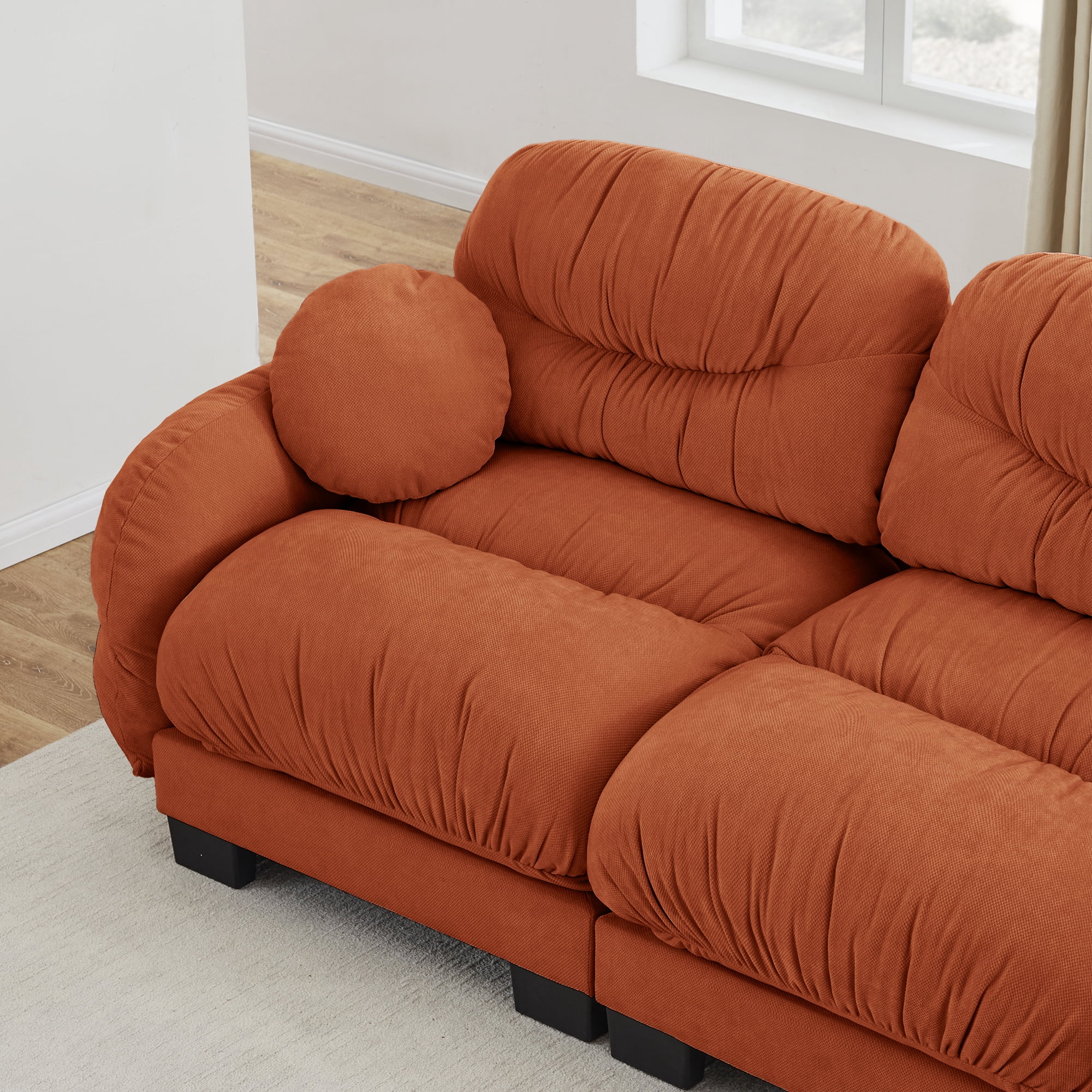 150" 4 Seater Couch Cozy Chenille Sofa with 2 Throw Pillows
