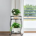 thumbnail image 4 of 2 Tier Plant Stand,  Tall Metal Potted Holder Rack,Indoor Outdoor Multiple Flower Pot Shelf Rustproof Iron Garden Container for Garden Patio Living Room Corner Balcony, Black, 4 of 6