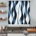 thumbnail image 5 of Blue Striped Ombre Sheer Curtains 54 Inches Long, Modern Blue Moire Geometric Light Filering Curtains, Breathable Simi Curtain Privacy Drapes for Kitchen Bathroom Lightweight Small Window Treatment, 5 of 9