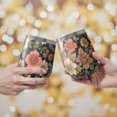 thumbnail image 2 of 12oz Stemless Wine Tumblers Pioneer Flower Floral Print Pattern Vacuum Insulated Stainless Steel Travel Tumbler Cups Mug with Lid and Straw for Champaign,Cocktail,Beer with Cleaning Brush, 2 of 5