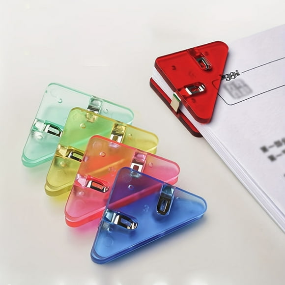 10 Pcs Clip de Bord Transparent Triangle Multicolore, Fournitures de Bureau et École