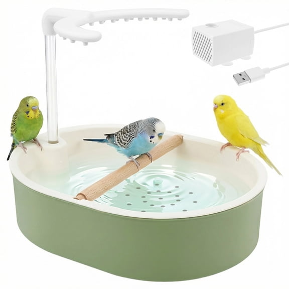 Ikoopy Parrot Bathtub Bird Automatic Bath Shower Large Bird Shower Fountain Indoor Bathtub with Running Water Contains USB and Pump for African Grey Cockatiel Conure Budgie Lovebird