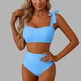 thumbnail image 2 of AVTOIFY Solid Backless Women Color Strap Bikinis Tops Bikini Swimsuit Bikini Color Blocking Off-Shoulder Set, 2 of 6