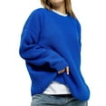 thumbnail image 2 of Women'S Autumn and Winter Round Neck Pullover Loose Casual Long Sleeve Knitted Sweater Pullover Tops Blue XL, 2 of 9