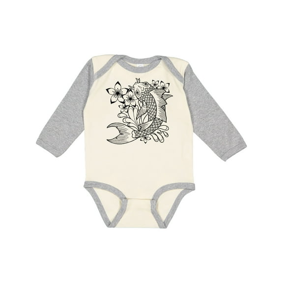 Inktastic Koi Fish Illustration Black Boys or Girls Long Sleeve Baby Bodysuit