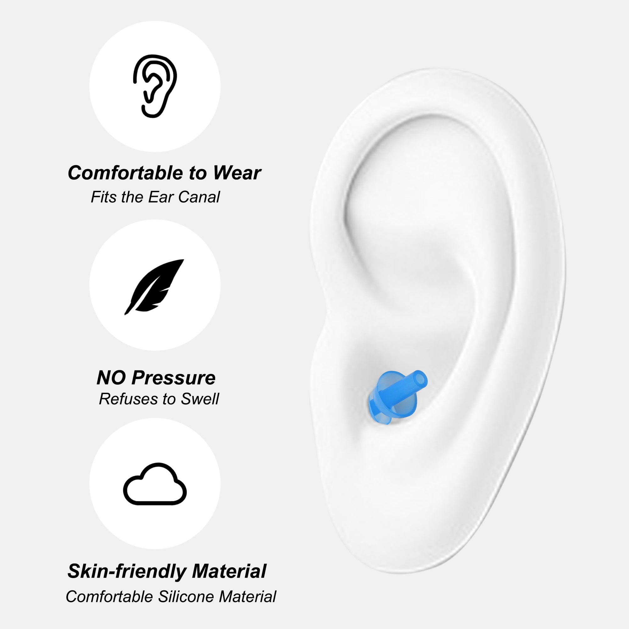Unique Bargains 3 Pair Waterproof Ear Plugs Soft Silicone Swimming Earplugs for Men Women