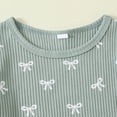 thumbnail image 5 of Xyant Toddler Baby Girl Outfits Floral Summer Clothes Infant Spring Waffle Short Sleeve Shirt Tops Cute Shorts Set (Green,12-18 Months), 5 of 7