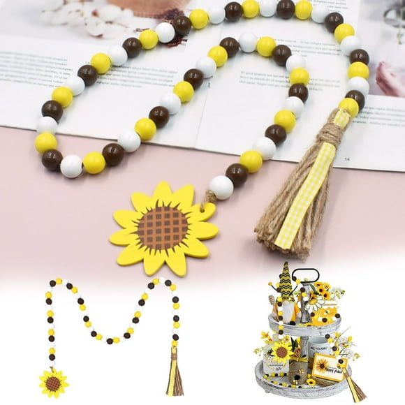 Barres de Lustre en Verre Teinté Capped Chickadee de Remplacement, les Perles et Anneaux de Fleurs Sont Décorés avec des Perles Fluides et l'Étiquette de Poussin Lapin Ressuscité, Anneau de Fleur Perlée Suspendu