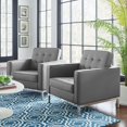thumbnail image 1 of Modway Loft Fauteuil Moderne en Similicuir, Ensemble de 2, Gris/argent, 1 of 5
