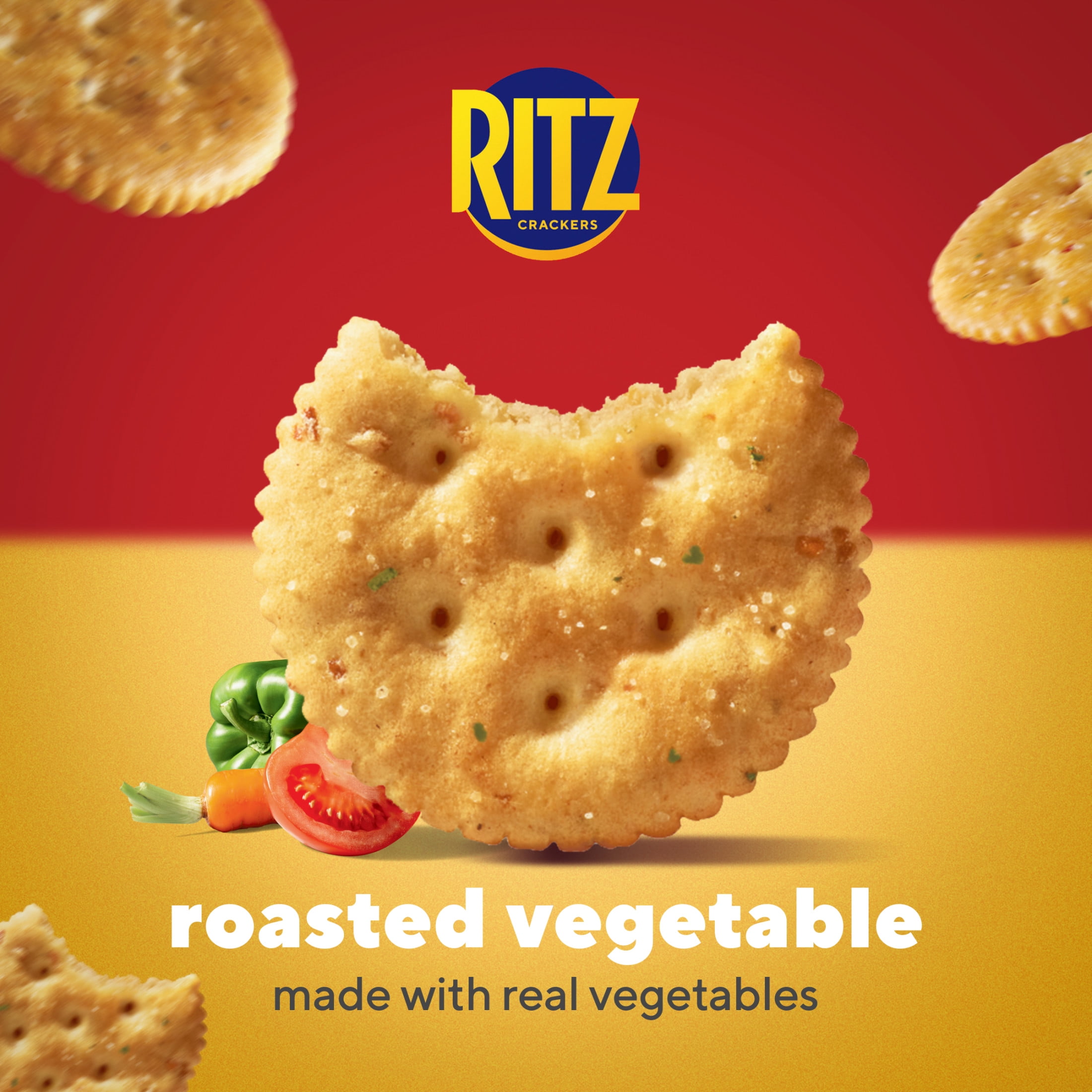 RITZ Roasted Vegetable Crackers, Snacks for Kids and Adults, Lunch Snacks, 13.3 oz