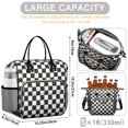 thumbnail image 5 of Black and White Checkered Pattern Insulated Leakproof Lunch Box for Women, Large Lunch Bag for Tween Teen Adult, Loncheras Para Mujer for Work Beach Travel Picnic Camping, 5 of 6