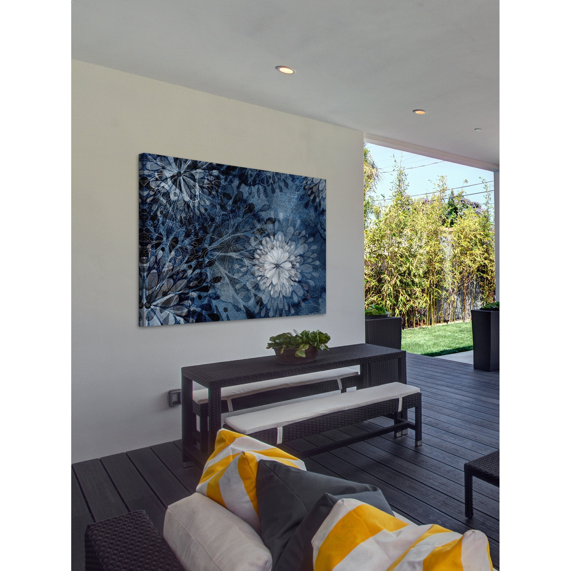 Marmont Hill - "Blue Floral Burst" Painting Print on Wrapped Canvas