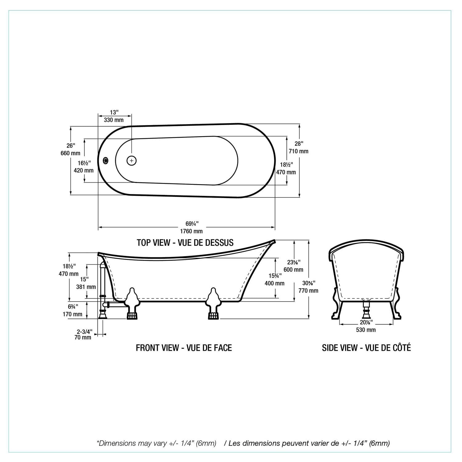 A&E Bain et Douche DORYA-BLK BAIN AUTOPORTANTE