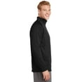 thumbnail image 3 of Sport-Tek F243 Mens Sport Wick Fleece 1 by 4 Zip Pullover, Black & Silver - Extra Small, 3 of 5