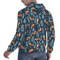 thumbnail image 3 of KLL Playful Foxes Forest Blues Print Mens Hoodie Long Sleeve Casual Pullover Hooded Sweatshirt Fashion Drawstring Hoodies with Pocket-4X-Large, 3 of 6