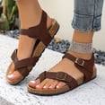 thumbnail image 2 of Pandaie Women's Thong Slide Sandals Cork Footbed Open Toe Summer Flip Flops Comfortable Slip on Slides Sandal with Ankle Buckles Strap Brown 6.5, 2 of 9