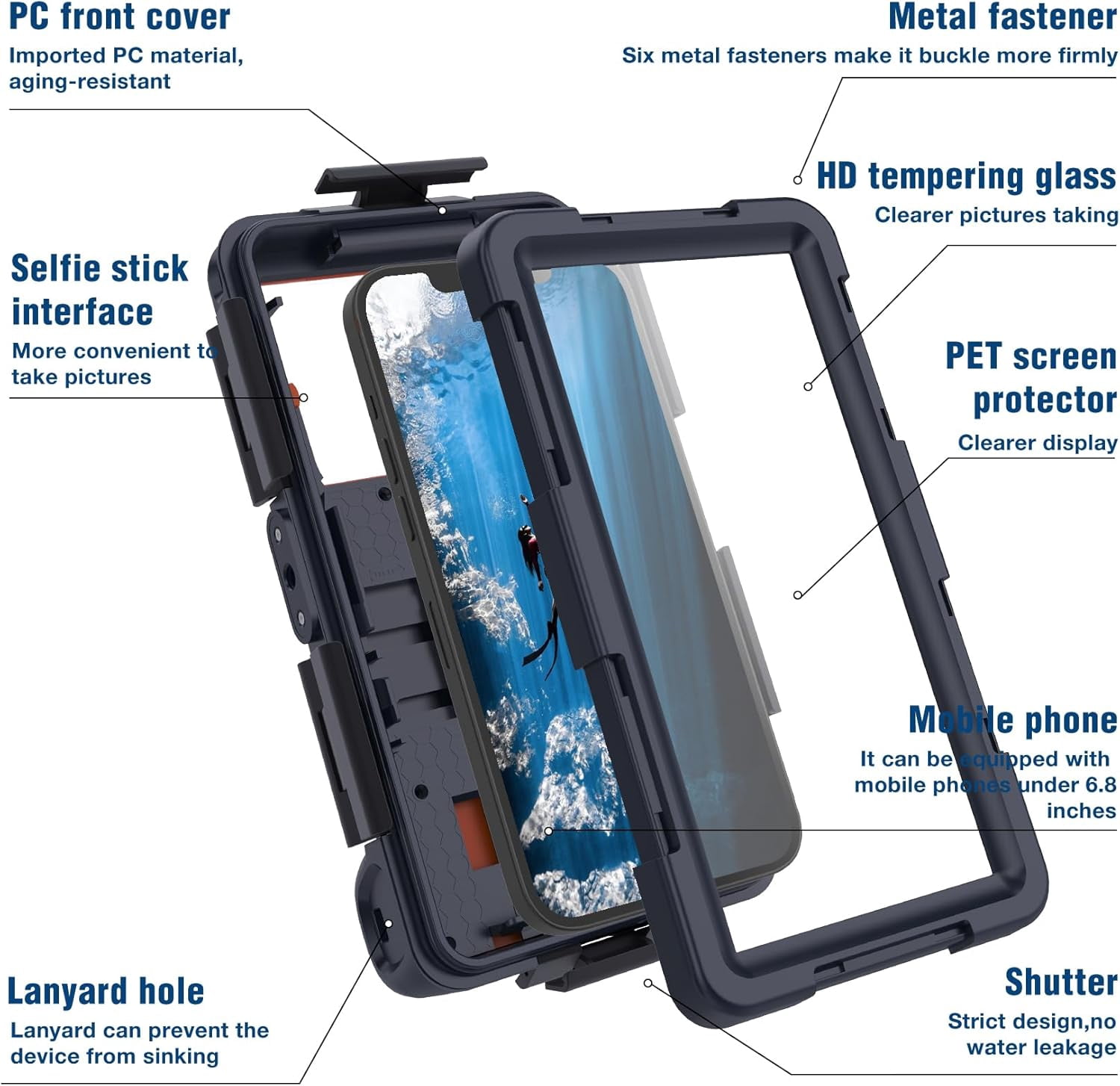 2026 Underwater Snorkeling Diving Phone Case for Phone 17/16/15/14/13/12Pro Max/Galaxy S25/S24/S23.(50ft/15m) Professional Scuba Dive Waterproof Case Underwater Photo Video