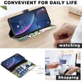 thumbnail image 6 of Leather For Apple iPhone 17e / 16e 6.1-inch Wallet Case Butterflys&Flowers, With Card Holder,Wristband,Magnetic Clasp Kickstand Folio Cover,Color-7,For iPhone 17e / 16e, 6 of 9