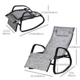 thumbnail image 2 of Patio Rocking Lounge Chair Adjustable Texteline Zero Gravity Rocker Outdoor Recliner Seat w/ Pillow, Footrest, 2 of 7