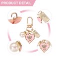thumbnail image 3 of 2 Piezas Llavero Corazón Encanto para Mujeres, Encanto de Bolsa de Metal con Corazones, Tulipanes y Perlas para Llavero de Coche (Rosa/Blanco/Dorado), 3 of 6