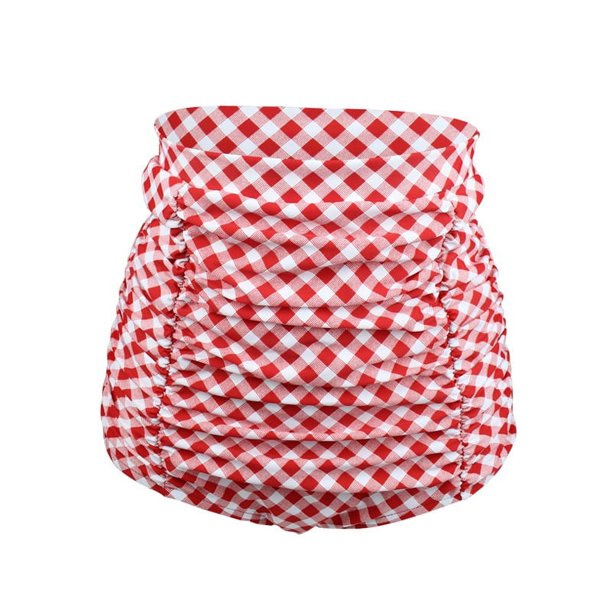 Bañador de triángulo de cintura alta para mujer, bañador de triángulo plisado de cintura alta para mujer, bañador a cuadros para mujer