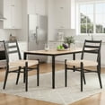 thumbnail image 3 of Barara King Mid Century Modern Dining Chairs Set of 2 with Sturdy Metal Frame and Woven Rope Seats for Kitchen and Restaurant Dining Room Use, Beige & Black, 3 of 5