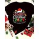 thumbnail image 2 of Camiseta de cuello redondo con estampado navideño, informal, de punto de algodón, de largo regular, para todas las estaciones, ideal para deportes de ocio., 2 of 7