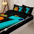 thumbnail image 3 of Metsweet Happy Birthday Dinosaur Zipper Twin Comforter Sets with Fitted Sheet and 2 Pillowcases, Number 67 Party Zipper Bedding Set, Green Orange,4-Piece,Black Reversible, 3 of 6