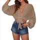 thumbnail image 1 of Traje de Baño para Mujer, Túnica, Bikini con Lazo, Camiseta de Playa Suave de Larga Caqui S, 1 of 8