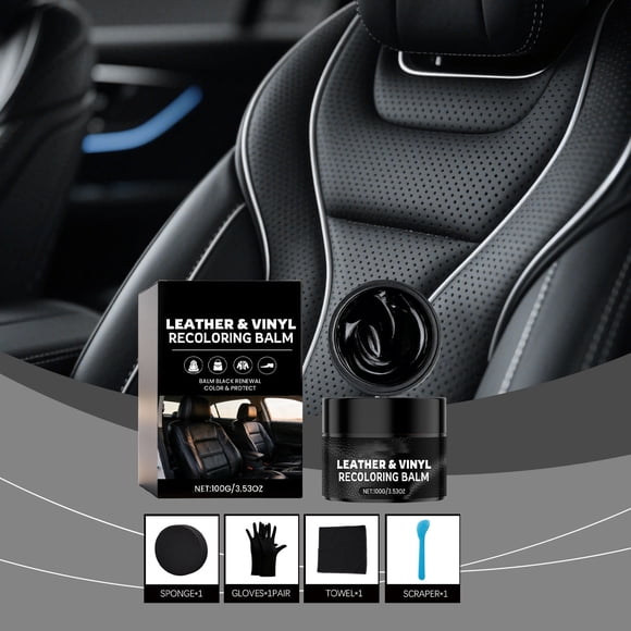 Sktrjpolfis Black Leather Repair Kit, Color Restoration Cream for Car Seats, Sofa Scratch & Wear Covering
