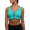 thumbnail image 2 of Zip Front Post-Surgery Bra Women's Wireless Sports Bras Padded Strappy Medium Support Yoga Exercise Athletic Bras - Green, 2 of 3