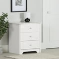 thumbnail image 1 of South Shore Vito Nightstand with Charging Station and Drawers for Adult, in Pure White, 1 of 12