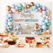 Dog Birthday Backdrop,Lets Pawty Birthday Decorations,Puppy Dogs Cats Boys Girls Happy Birthday Photography Background Photo Booth,Pets Themed Party Supplies-5x3FT