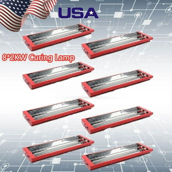Miumaeov Paint Booth Heater 2000W 110V 8PCS Spray Baking Booth Light Heater Curing Lamp Heating Light for Automobile Paint Booths Furniture Paint Booths