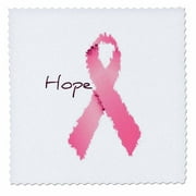 3dRose Painted Pink Ribbon Hope- Art- Breast Cancer Awareness - Quilt Square, 6 by 6-inch