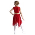 thumbnail image 3 of Doomiva Teen Girls Lyrical Praise Dance Dress Metallic Church Robe with Wide-Leg Pants Tunic Praisewear Worship Wear Burgundy 6, 3 of 6