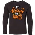 thumbnail image 3 of Inktastic Thanksgiving I'll Bring the Rolls in Orange Long Sleeve Youth T-Shirt, 3 of 5