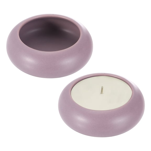 Uxcell Handcrafted Ceramic Tea Light Holder for Home Decor Set of 2, Purple