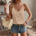 thumbnail image 4 of Tbopshirt Summer Camisole for Women Button Down Sleeveless Solid Color Round Neck Spaghetti Strap Adjustable Tank Tops Casual,L, 4 of 9