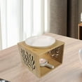 thumbnail image 4 of Ceramic Tea Light Candle Holder, Wooden Essential Oil Burner Candle meltinginging Diffuser for Room Bedroom Home Decor , Seaweed Pattern, 4 of 8