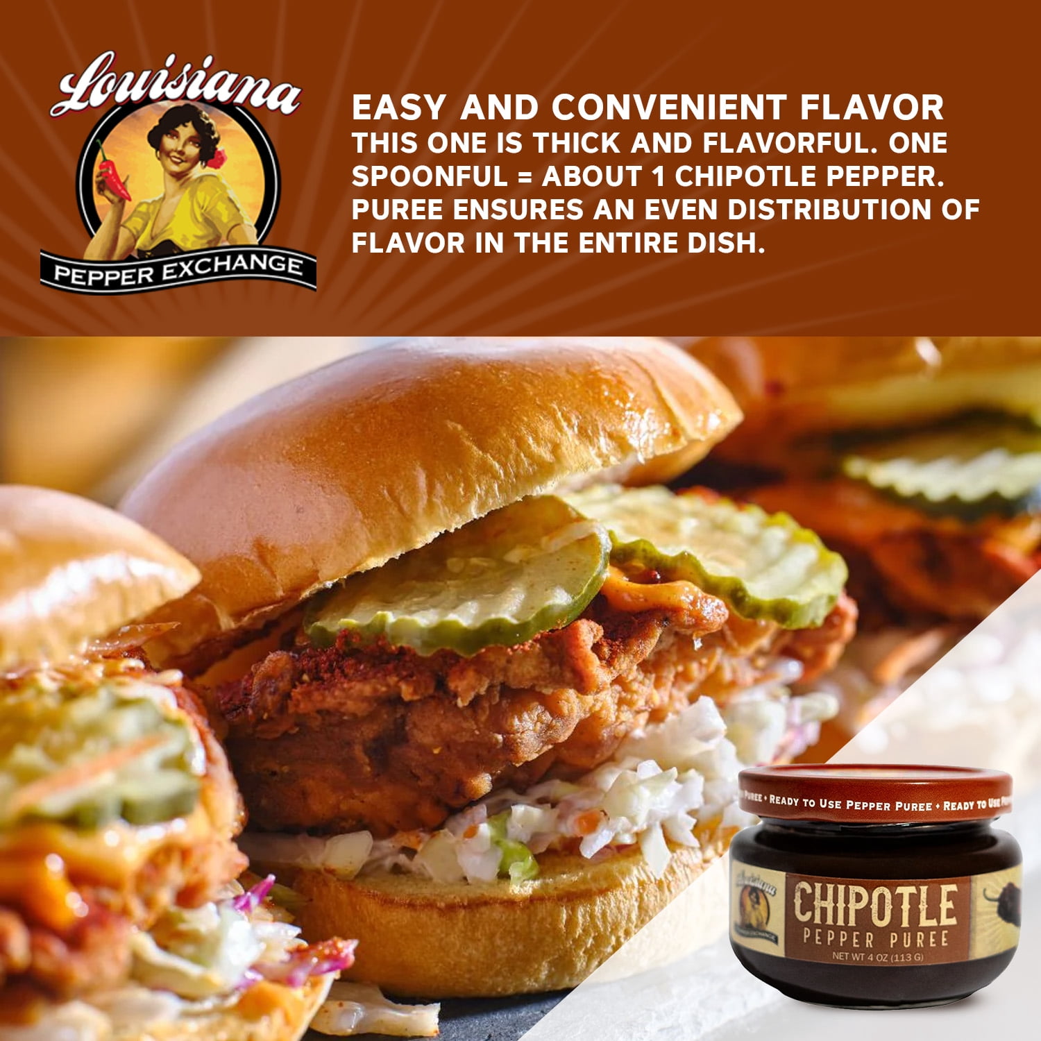 (3 pack) Louisiana Pepper Exchange 4oz Chipotle Pepper Puree Sauce