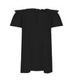 thumbnail image 4 of XIAONU Women's Solid Off Shoulder Blouse Loose Fit Short Sleeve Ruffled Neck Pullover Top Lightweight Flowy Casual Top, 4 of 6