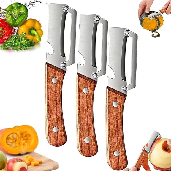 2026 Premium Fruit And Vegetable Peeler With Bottle Opener,Stainless Steel Thickened Fruits Peeler Knife,2-in-1 Multifunctional Vegetable Peelers For Fruit Apple Potato Pumpkin Papaya (3PCS)