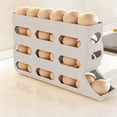 thumbnail image 4 of Contenedor automático de huevos para 30 huevos, caja organizadora de huevos de plástico de 4 niveles para la puerta del frigorífico y la nevera, tiene capacidad para 30 huevos, clara, 4 of 6