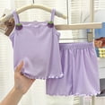 thumbnail image 2 of CAICJ98 Toddler Baby Summer Clothes Girl 3 6 12 18 Months 2T 3T 4T 5T Girls Outfits Cute Dinosaur Tank Tops+Shorts Outfits Lightweight Elastic Cotton Short Sets (Purple,4-5 Years), 2 of 5