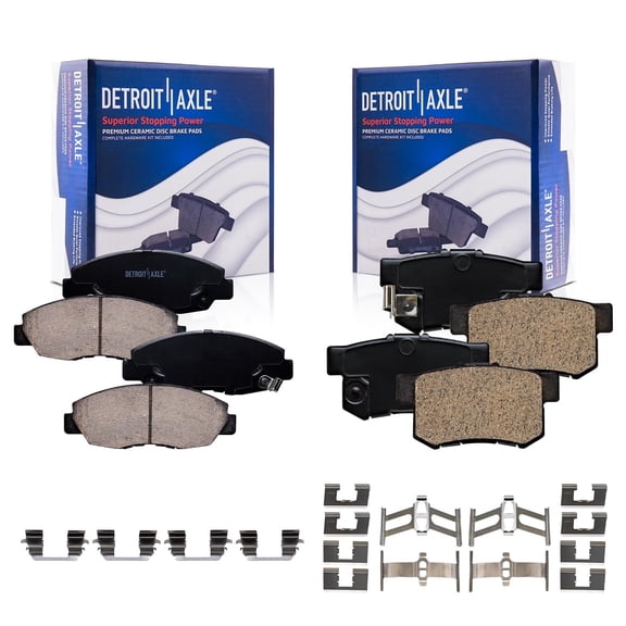 Detroit Axle - 4pc Front and Rear Ceramic Brake Pads Replacement for 2002-2003 2006-2011 Honda Civic 1998-2002 Accord 2001-2005 Acura EL