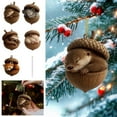 thumbnail image 3 of 5 PCS Forest Animal Acorn Ornaments, Woodland Christmas Tree Decor, Sleeping Animal Figurines, Acrylic Holiday Ornaments for Tree Garland Wreath, Set of Adorable Wildlife Decor (4 Inch), 3 of 6